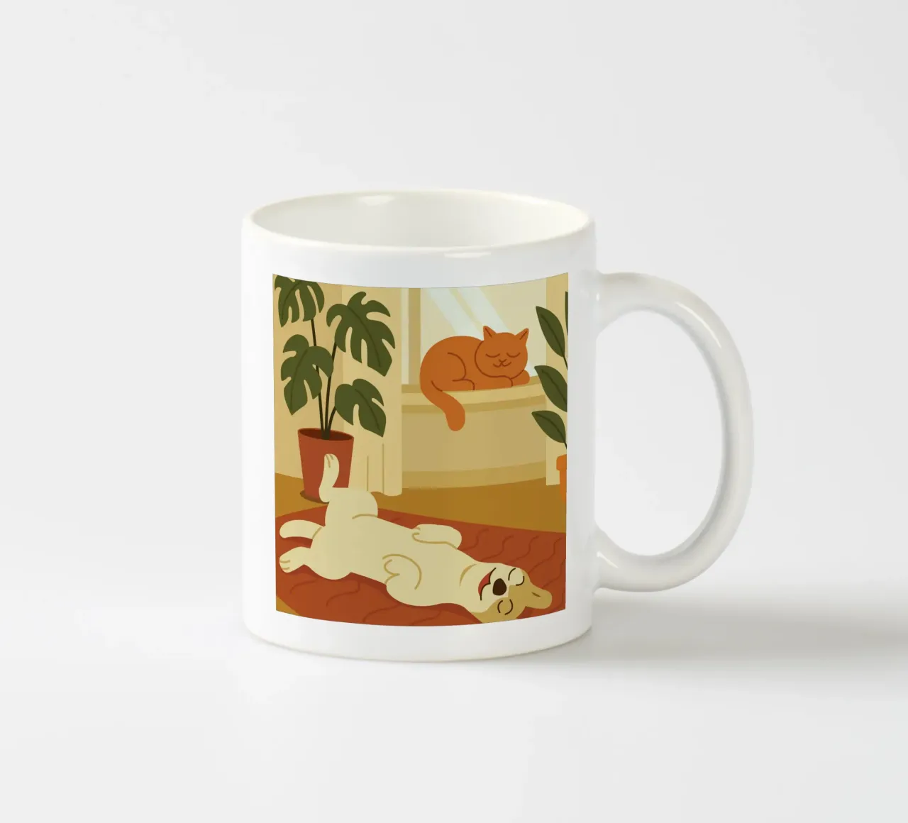cane e gatto si rilassano tazza in ceramica da animal story home