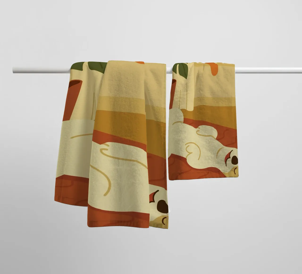 cane e gatto si rilassano asciugamano da bagno da animal story home