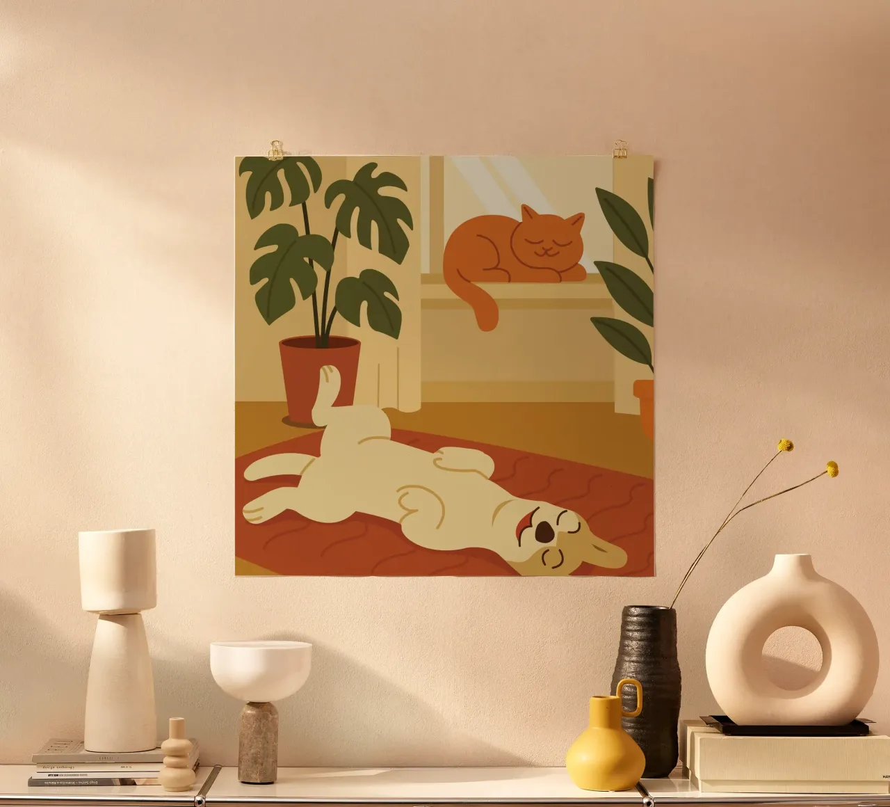 cane e gatto si rilassano carta hahnemühle da animal story home