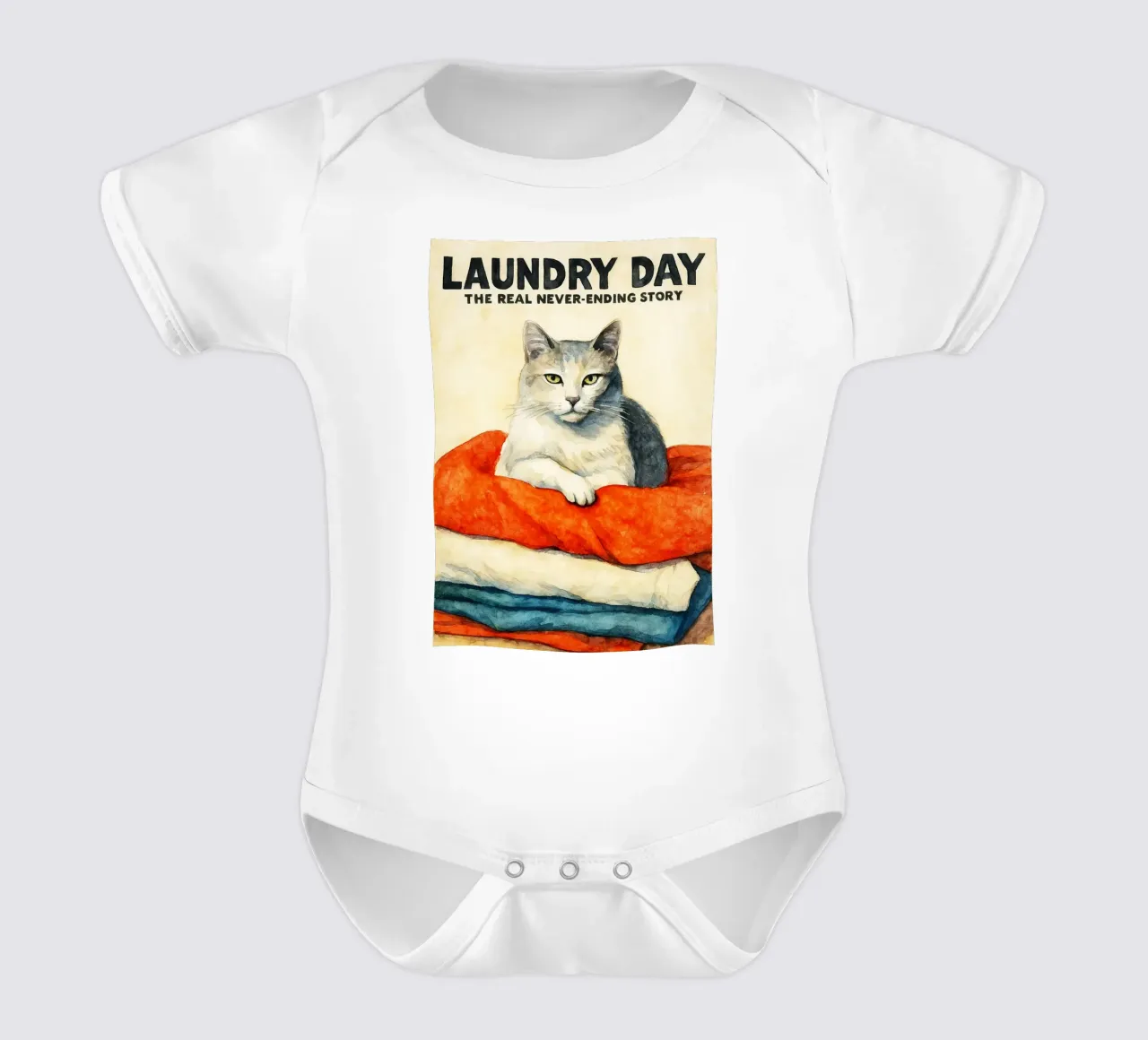 chat jour de lessive dessin rétro body bébé de genzaa