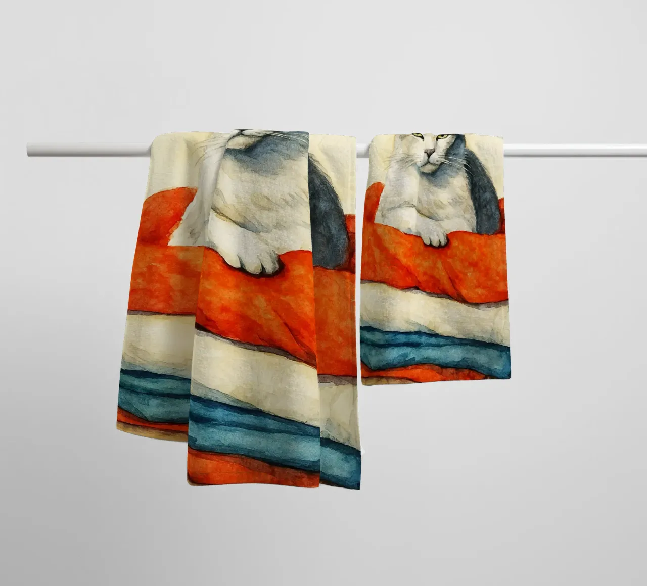 chat jour de lessive dessin rétro serviette de bain de genzaa