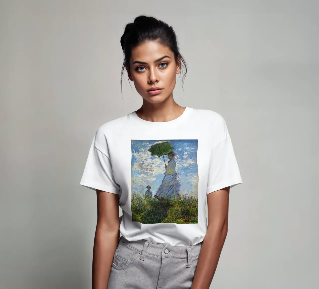 Monet - Mother and Child Using Umbrella t-shirt by Günstiger Laden