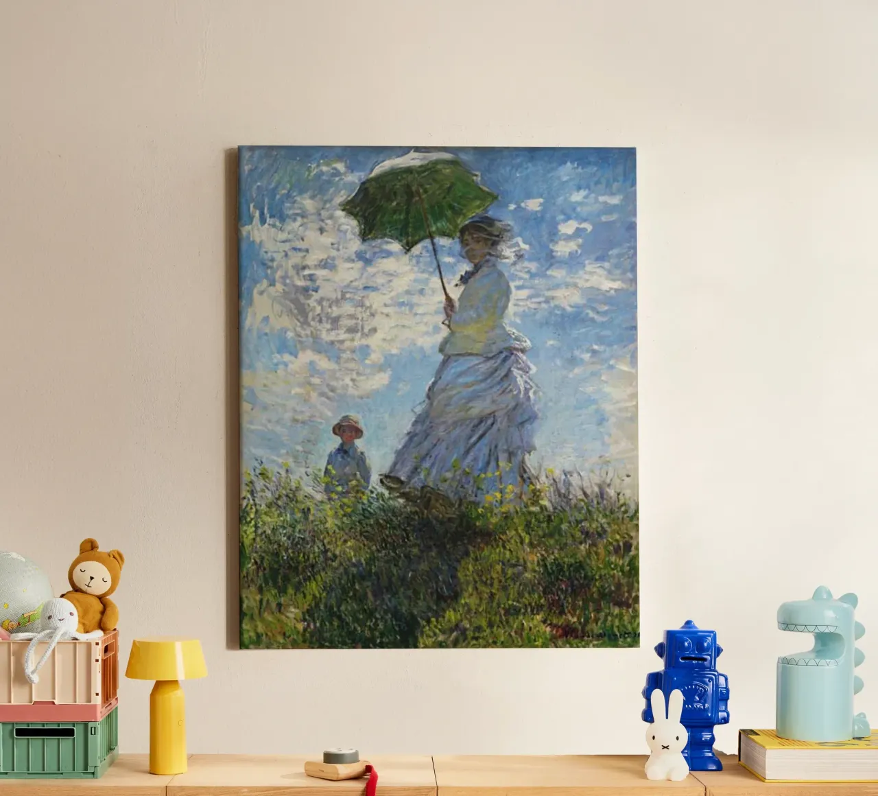 Monet - Mother and Child Using Umbrella canvas by Günstiger Laden