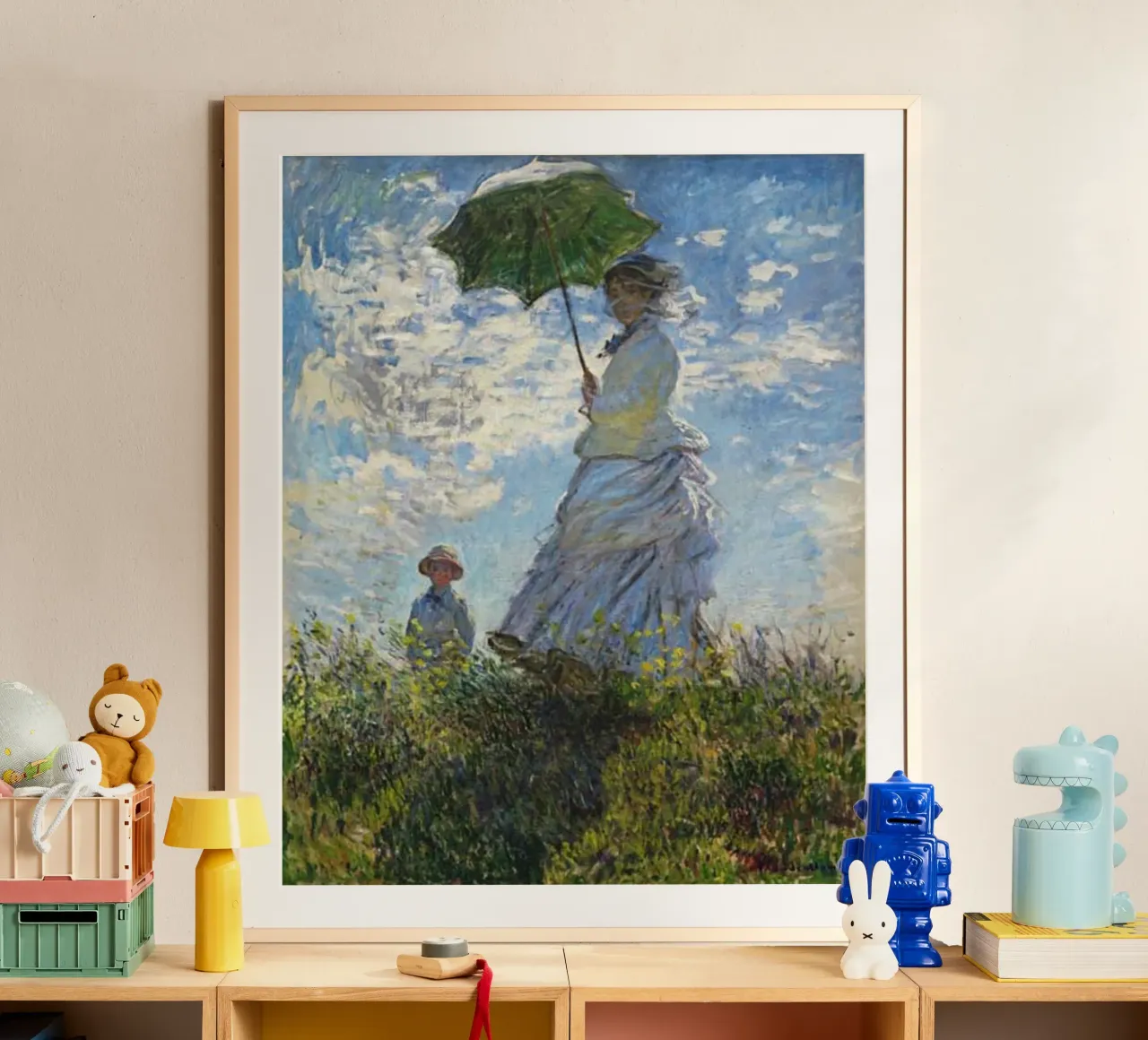 Monet - Mère et enfant utilisant un parapluie hahnemühle de Günstiger Laden