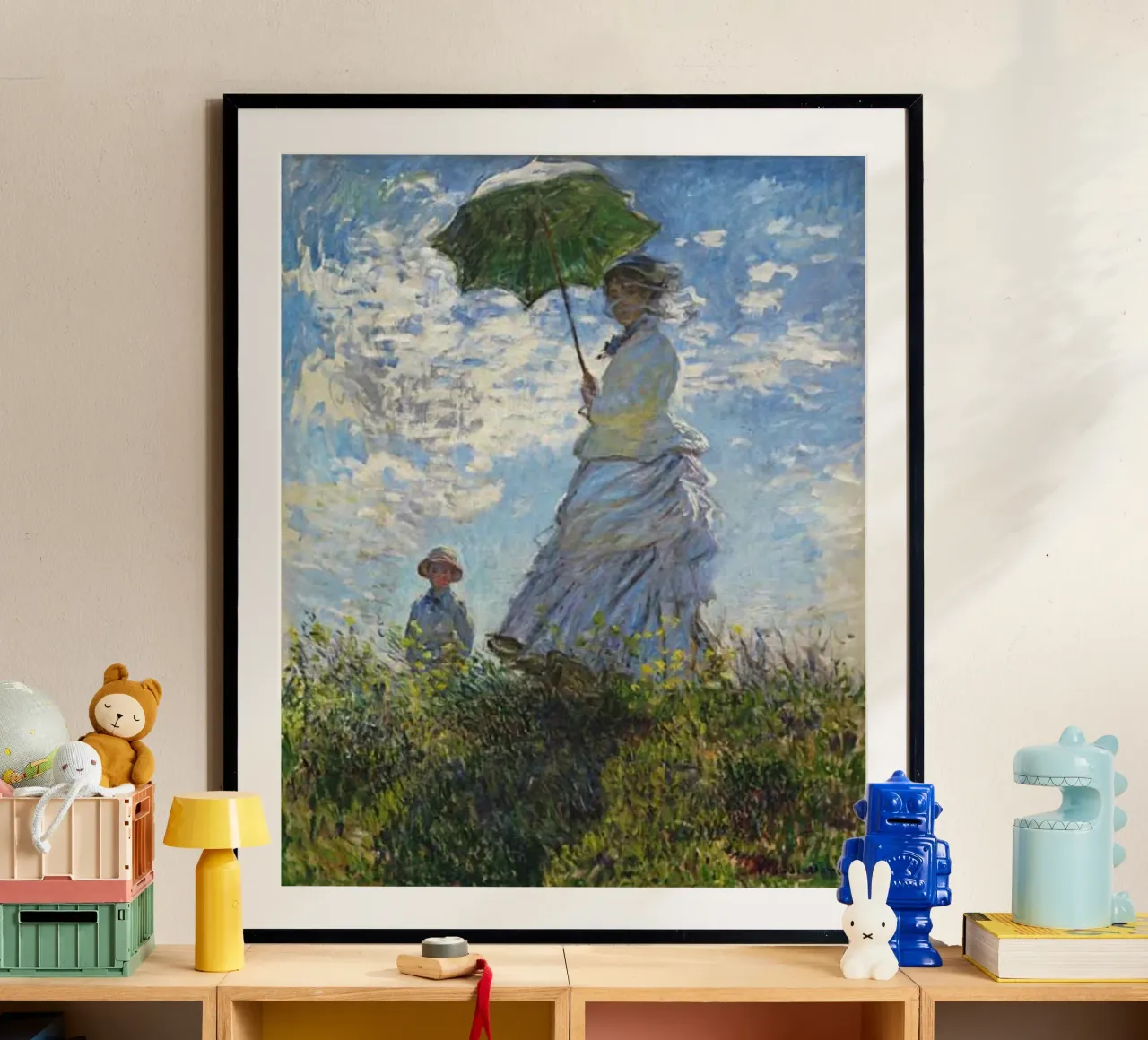Monet - Mère et enfant utilisant un parapluie hahnemühle de Günstiger Laden