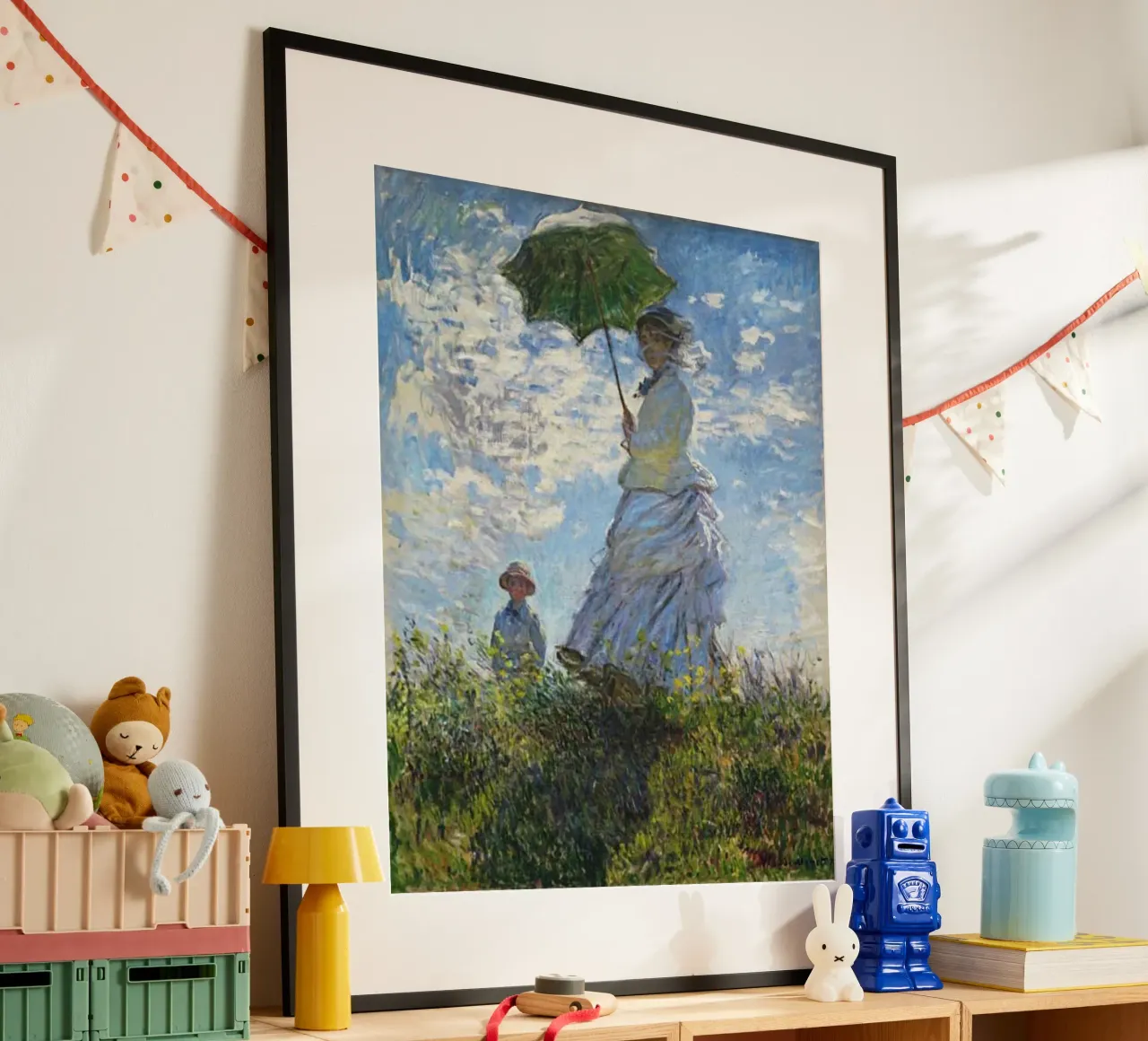 Monet - Mère et enfant utilisant un parapluie hahnemühle de Günstiger Laden