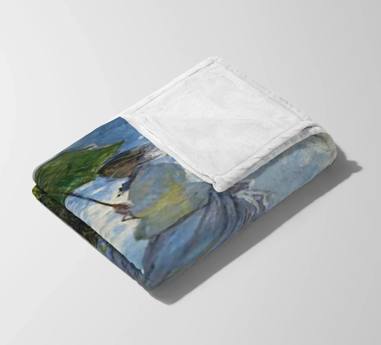 Monet - Mother and Child Using Umbrella fleece blanket by Günstiger Laden