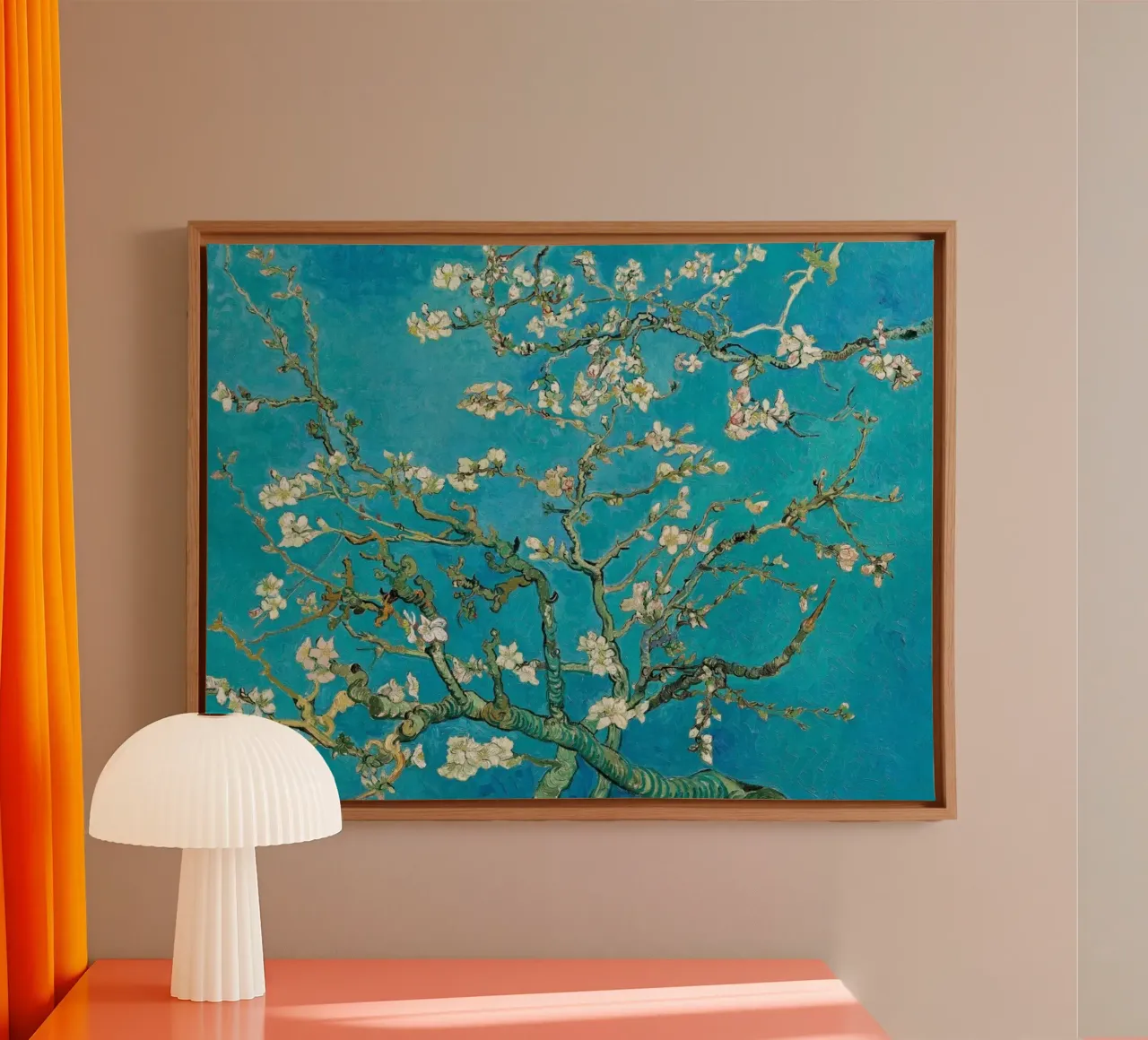 Mandorli in fiore - Vincent van Gogh tela con Cornice a cassetta da Sylviepaint