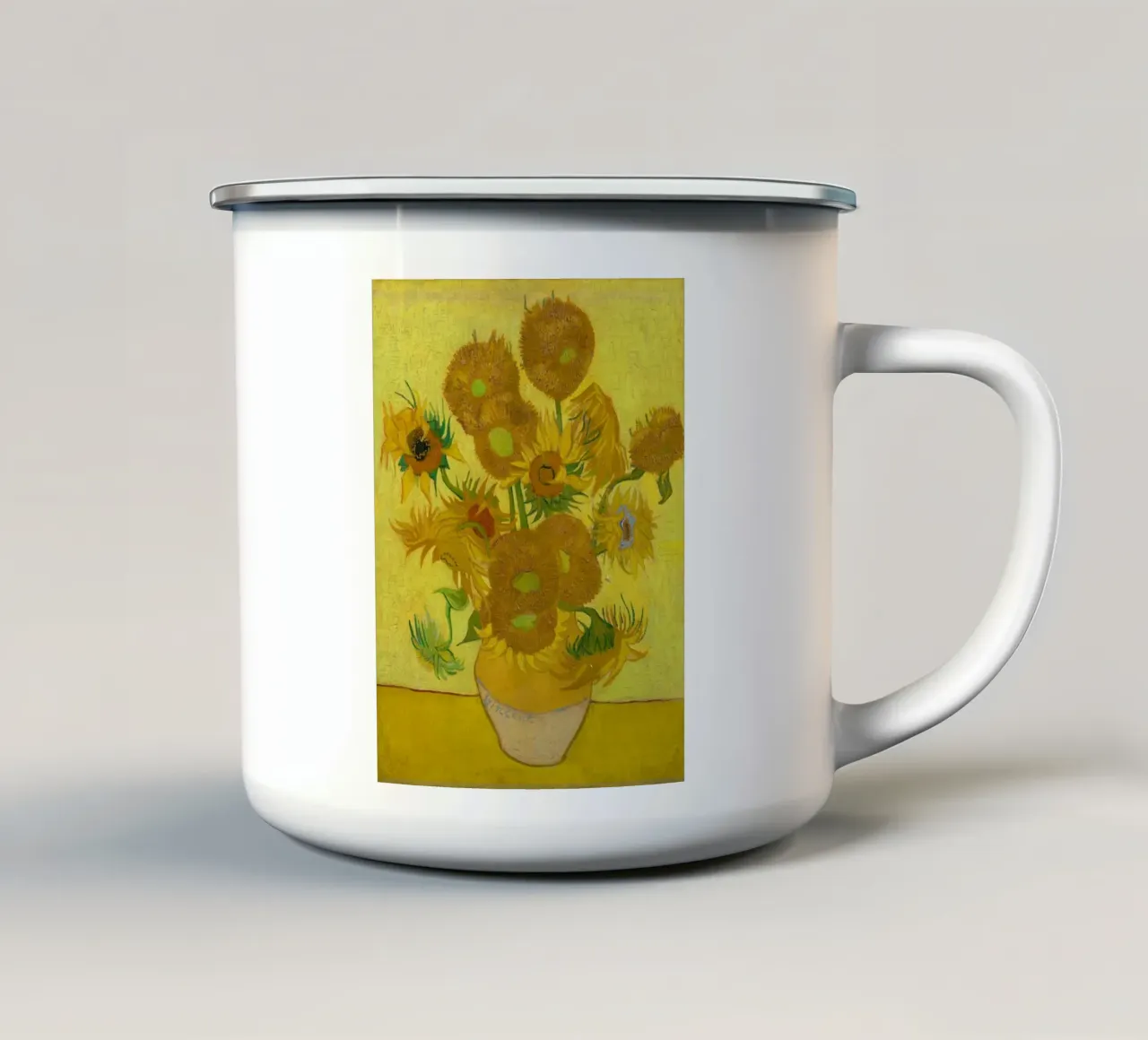 Vaas met vijftien zonnebloemen - Vincent van Gogh emaille mok van Sylviepaint