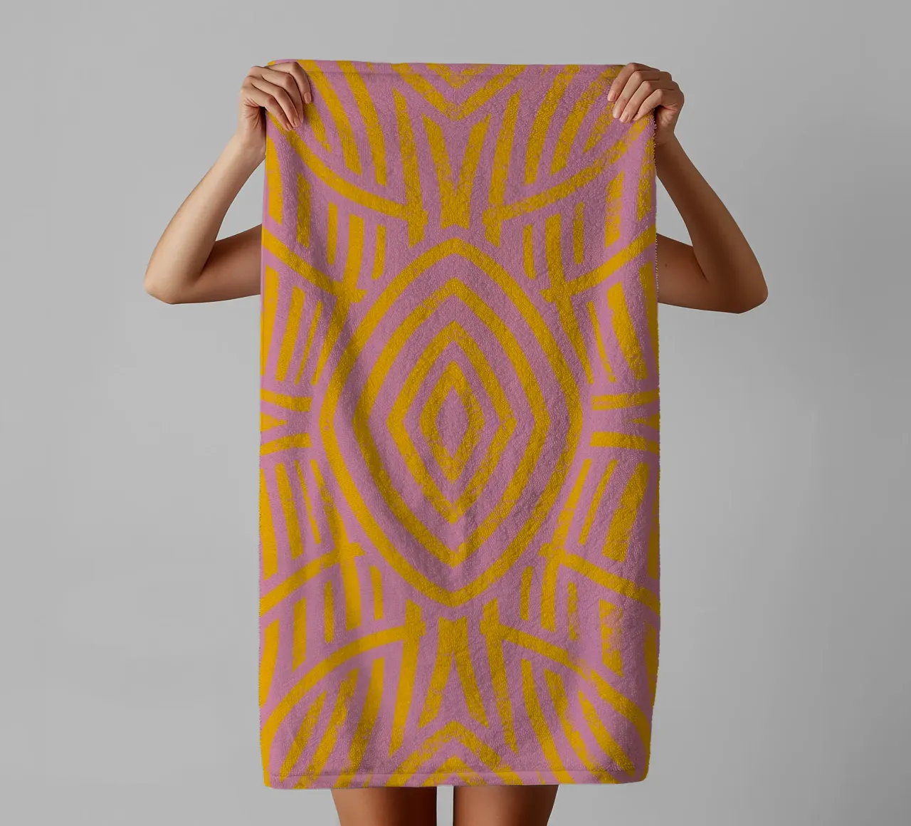 Grunge symmetrical pattern 03 towel by Little Dean