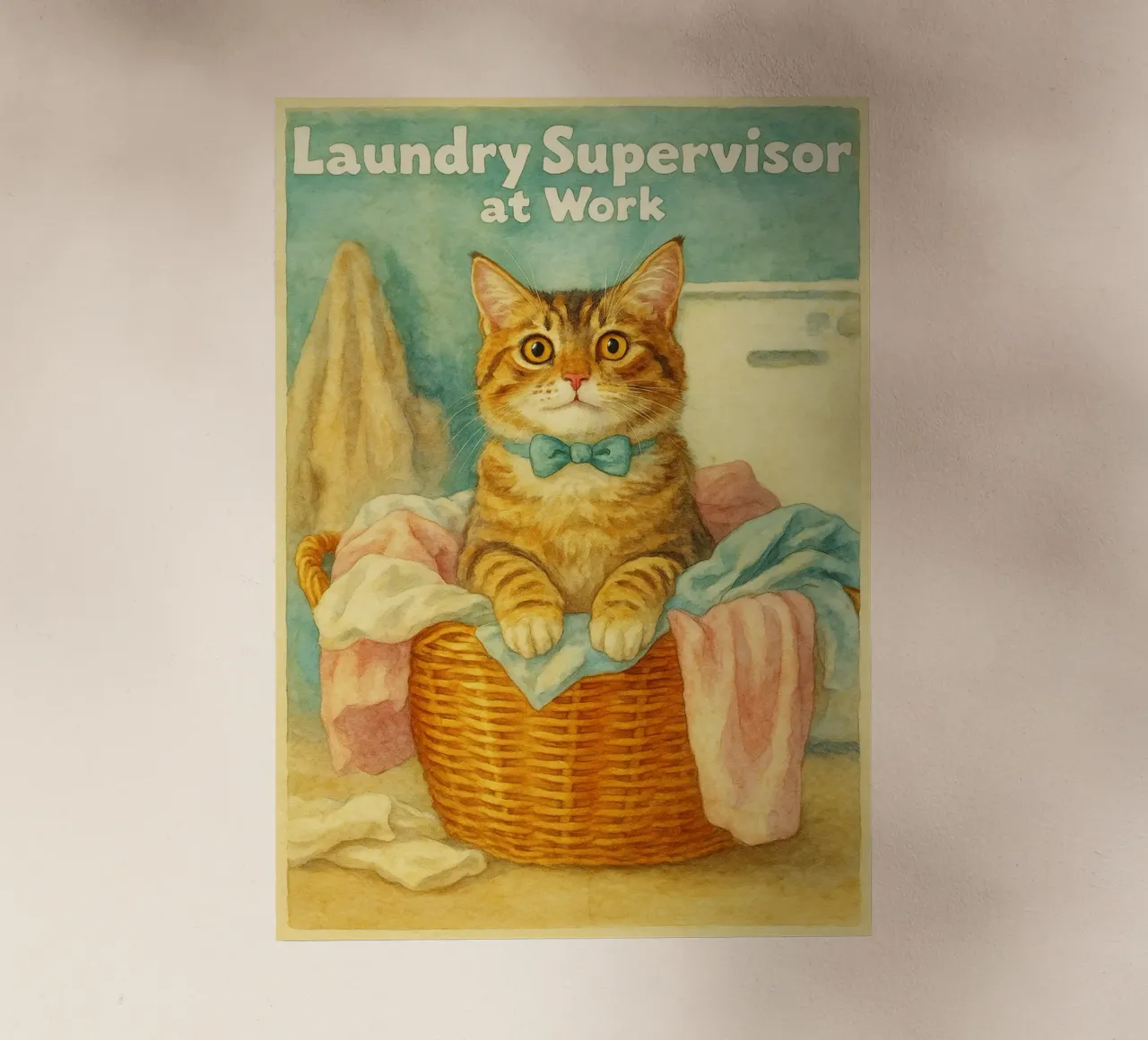gatto lavanderia supervisore disegno d'arte retrò pellicola backlit da genzaa