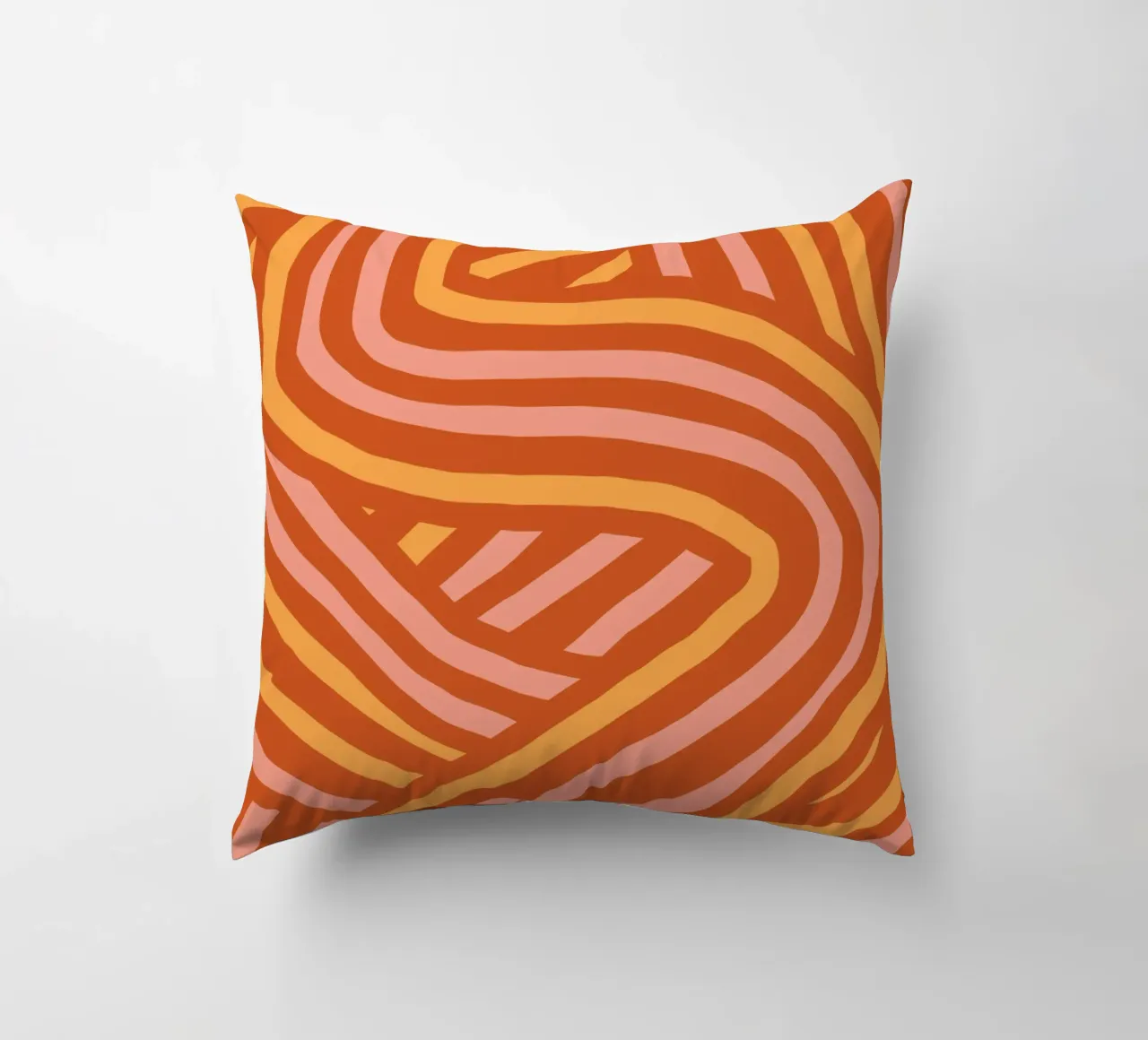 Strisce audaci color terracotta e giallo cuscino da Little Dean