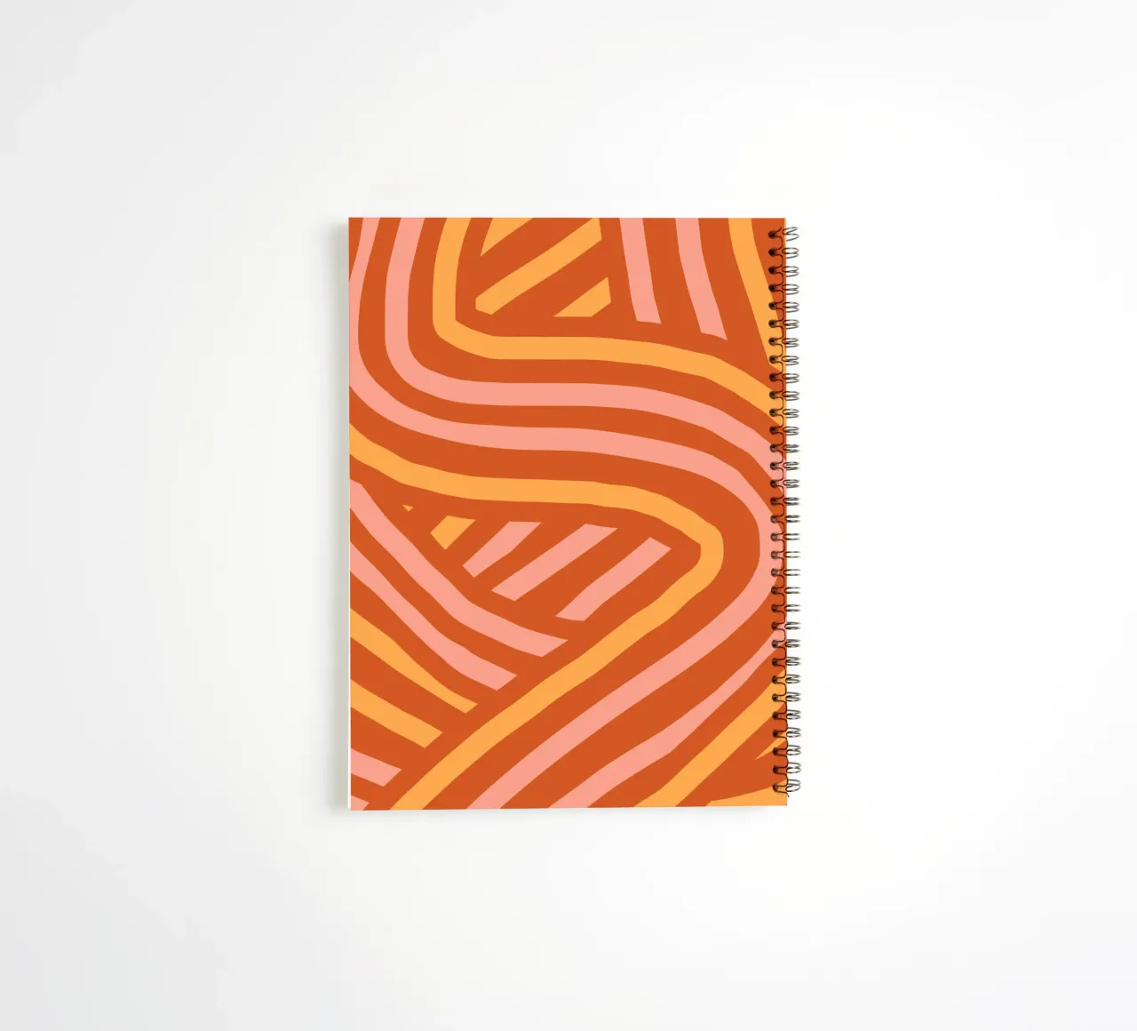 Bold stripes terracotta and yellow spiral notebook by Little Dean