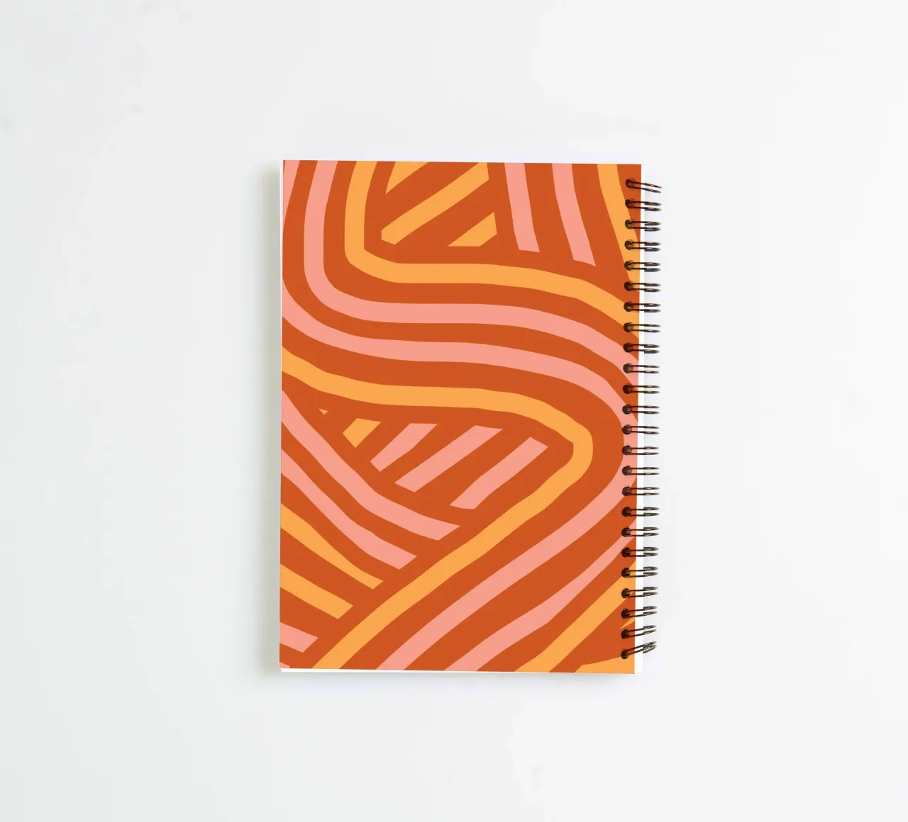 Bold stripes terracotta and yellow spiral notebook by Little Dean