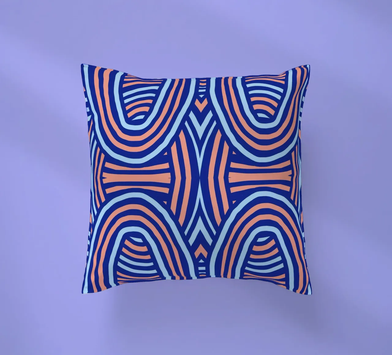 Neon symmetrical pattern decorative cushion by Little Dean