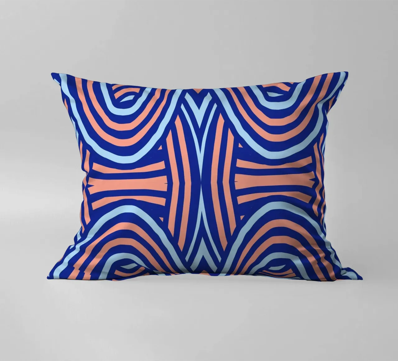 Neon symmetrical pattern decorative cushion by Little Dean
