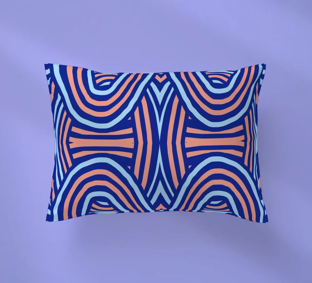 Neon symmetrical pattern decorative cushion by Little Dean