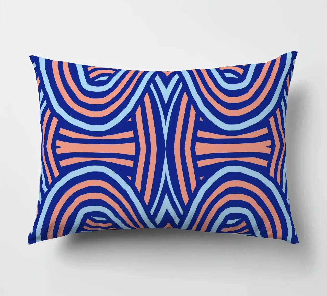 Neon symmetrical pattern decorative cushion by Little Dean