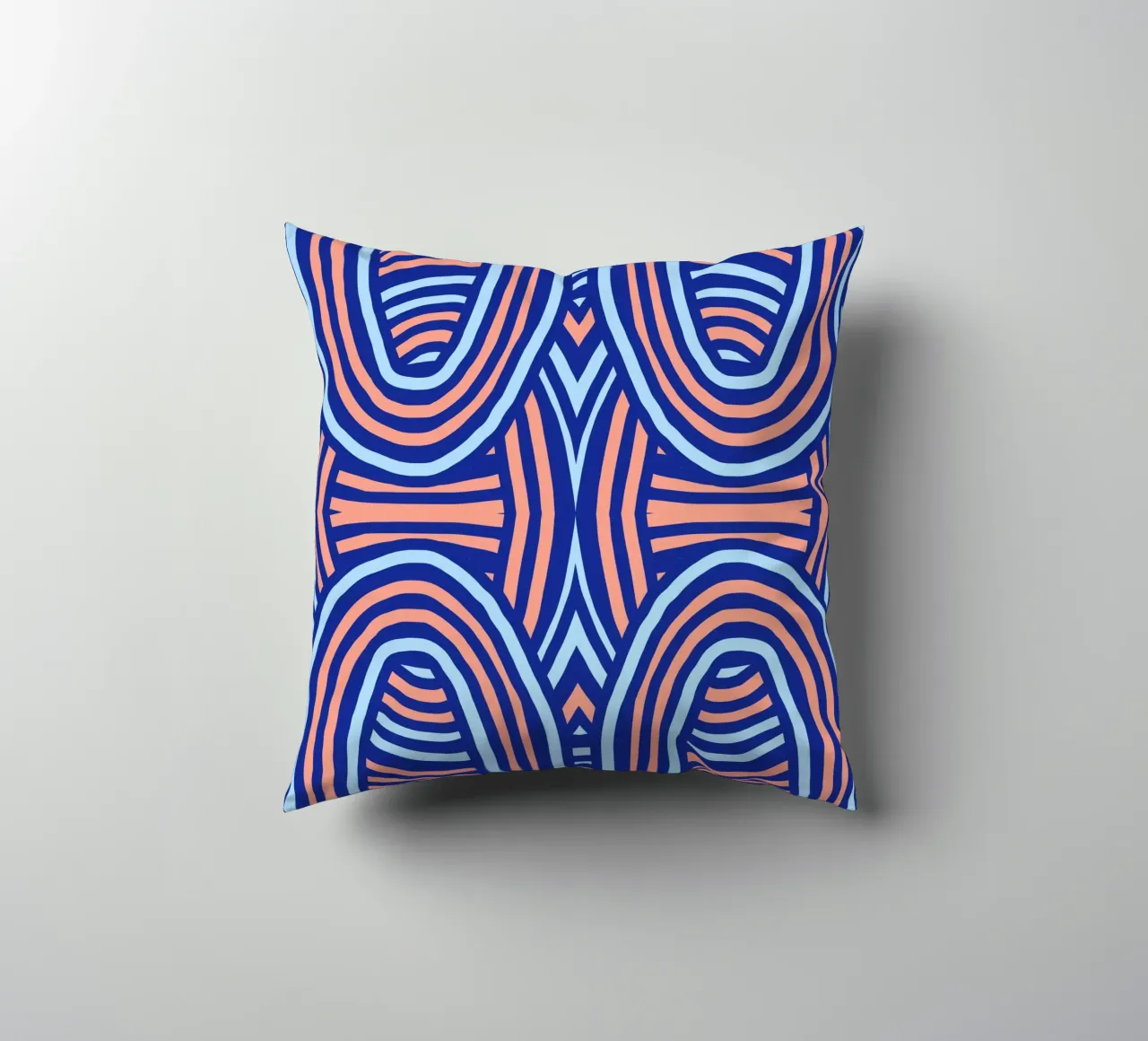 Neon symmetrical pattern decorative cushion by Little Dean
