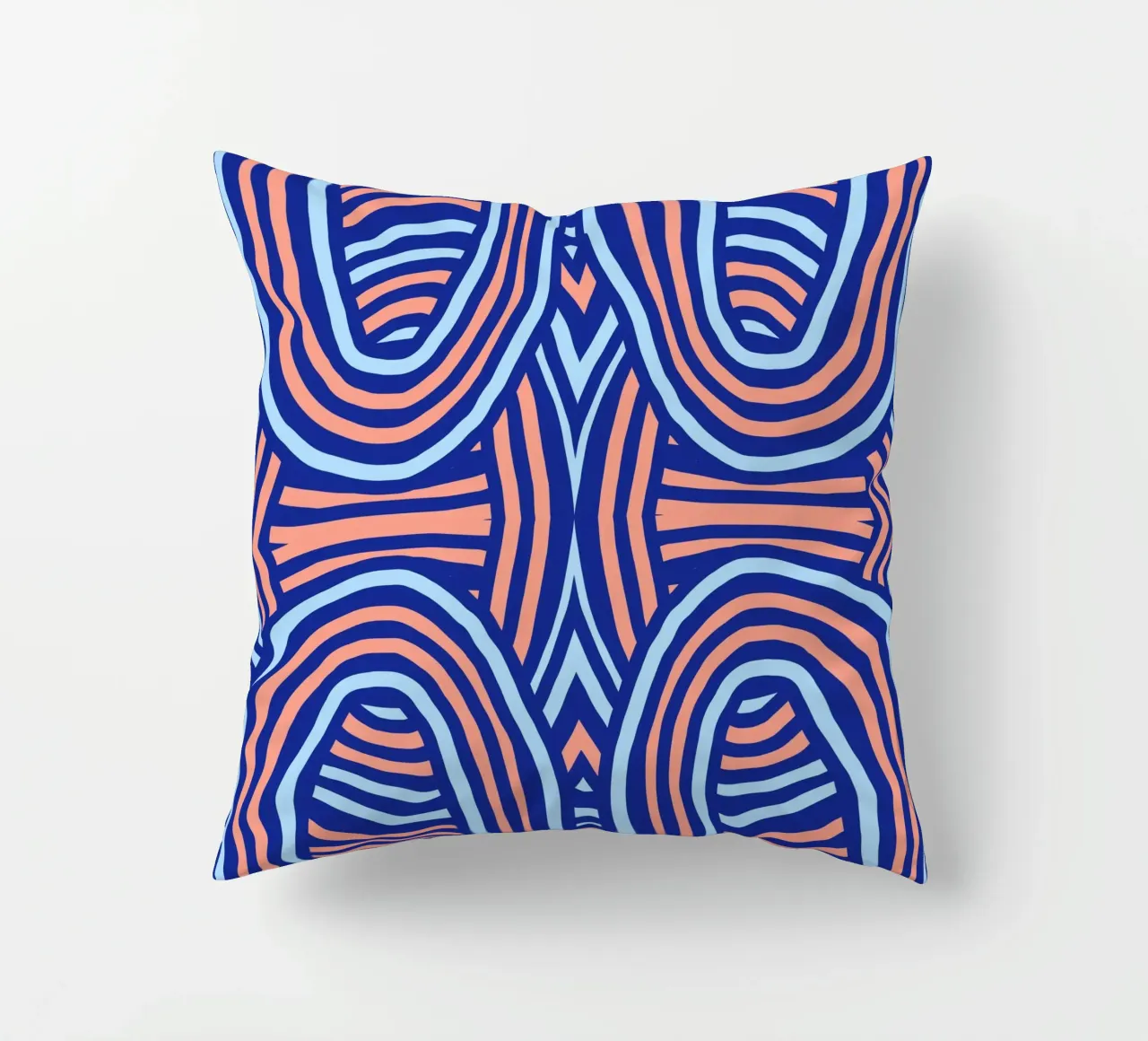 Neon symmetrical pattern decorative cushion by Little Dean