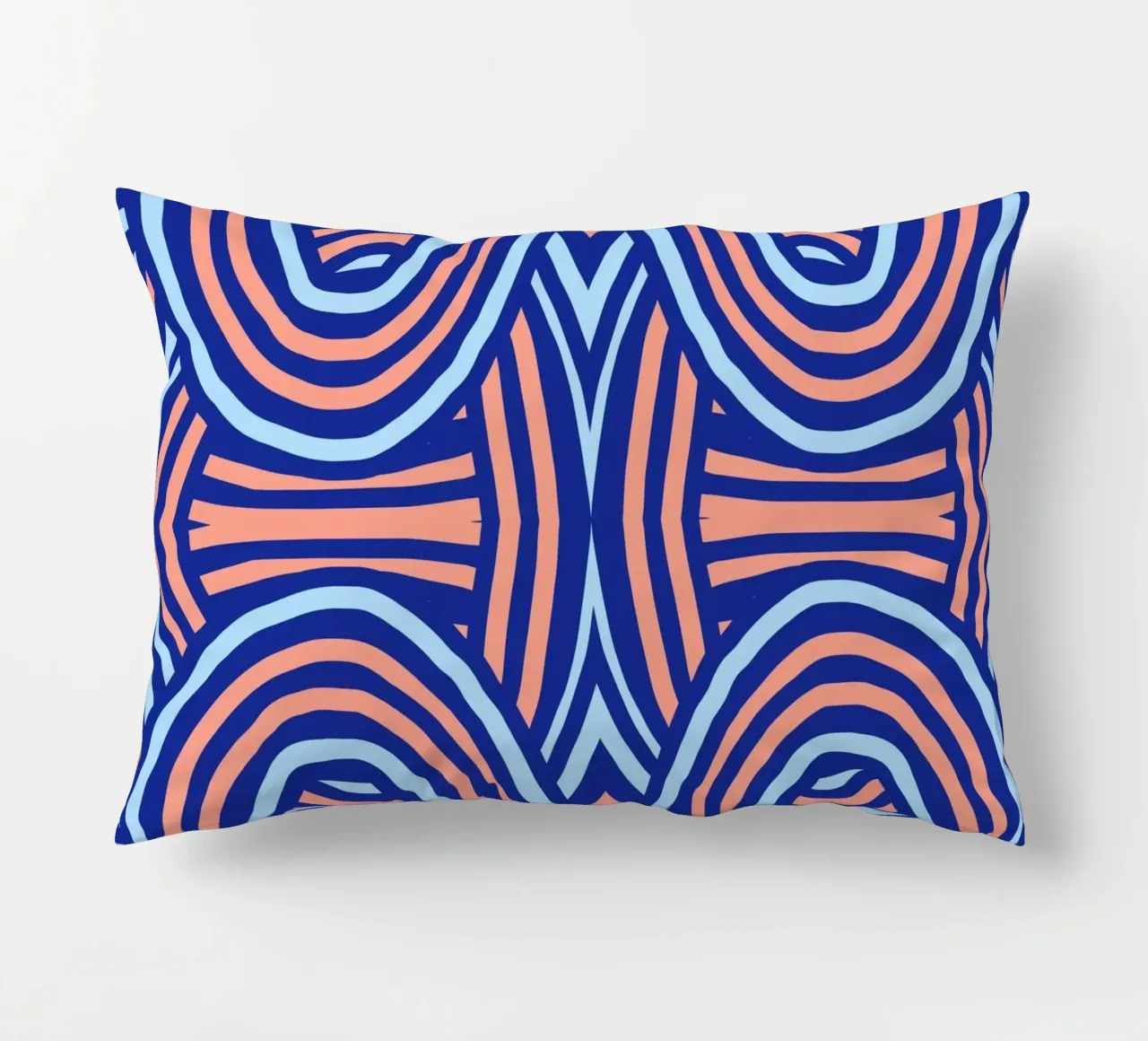 Neon symmetrical pattern decorative cushion by Little Dean