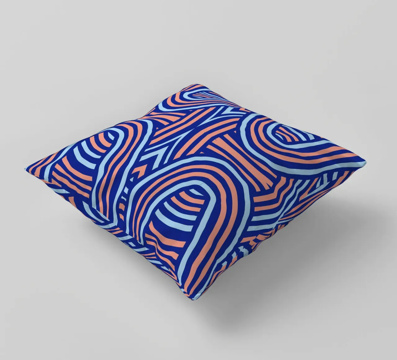 Neon symmetrical pattern decorative cushion by Little Dean