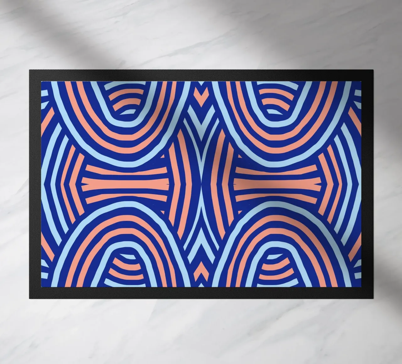 Neon symmetrical pattern doormat by Little Dean