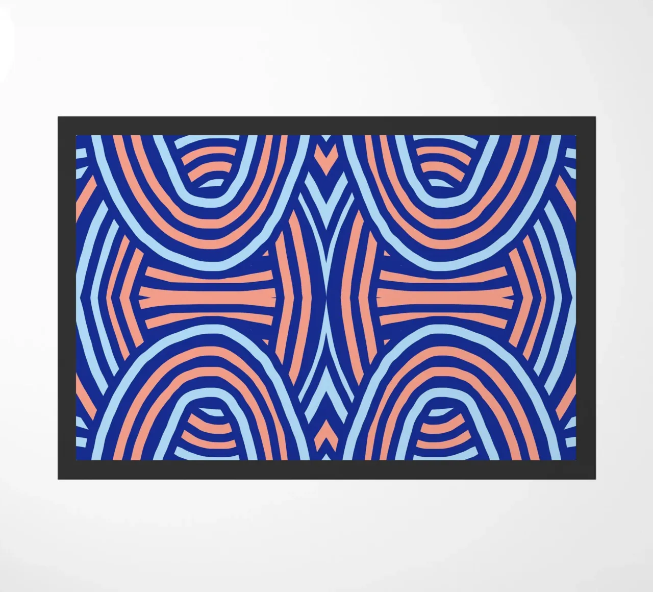 Neon symmetrical pattern doormat by Little Dean