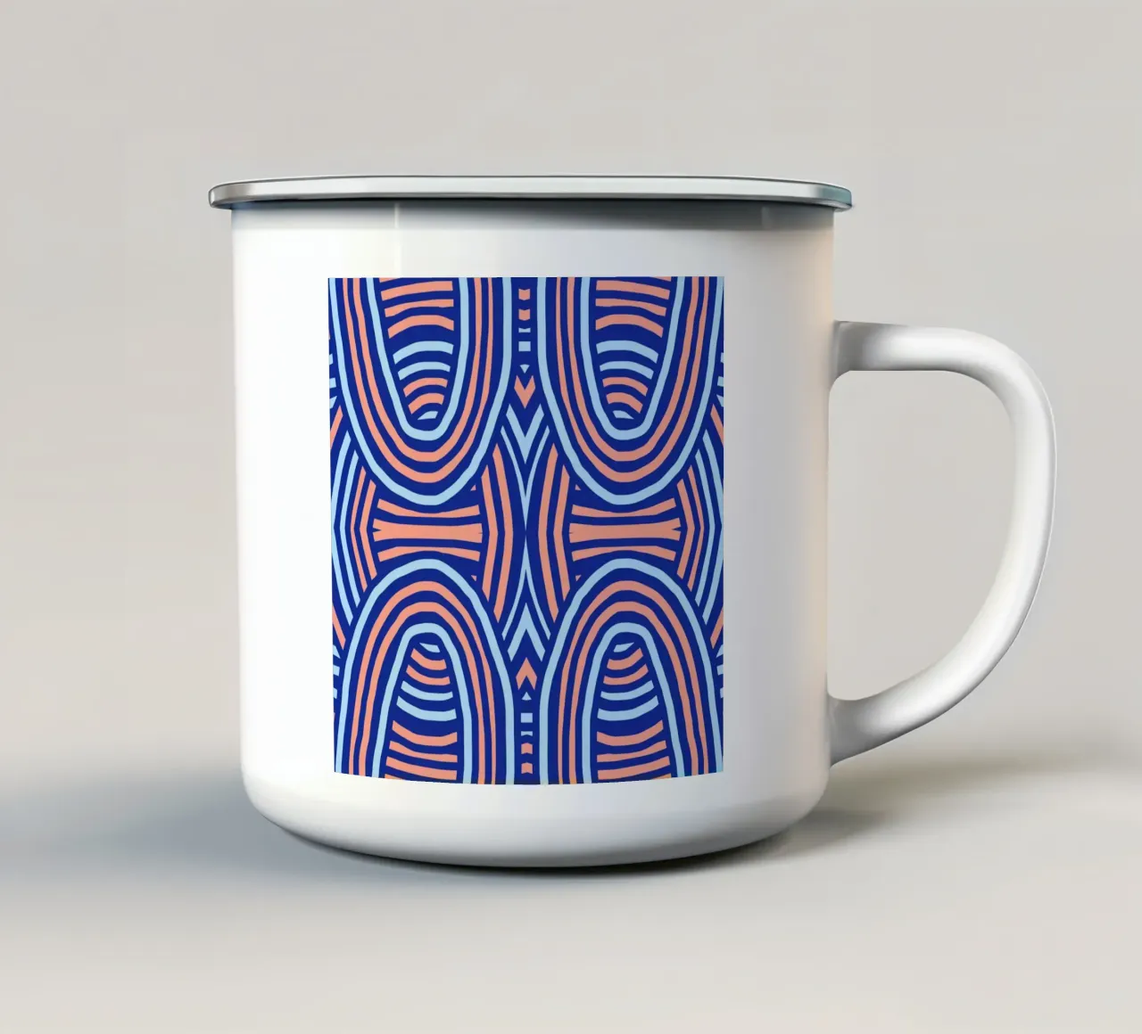 Neon symmetrical pattern enamel mug by Little Dean