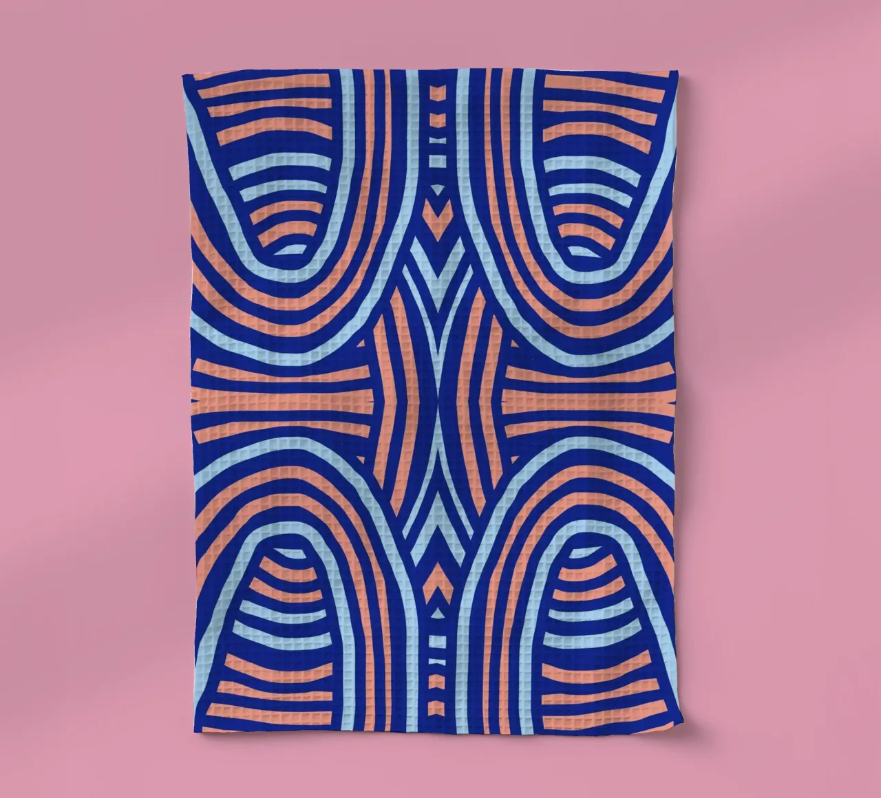 Neon symmetrical pattern tea towel by Little Dean