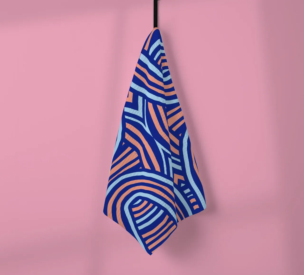 Neon symmetrical pattern tea towel by Little Dean