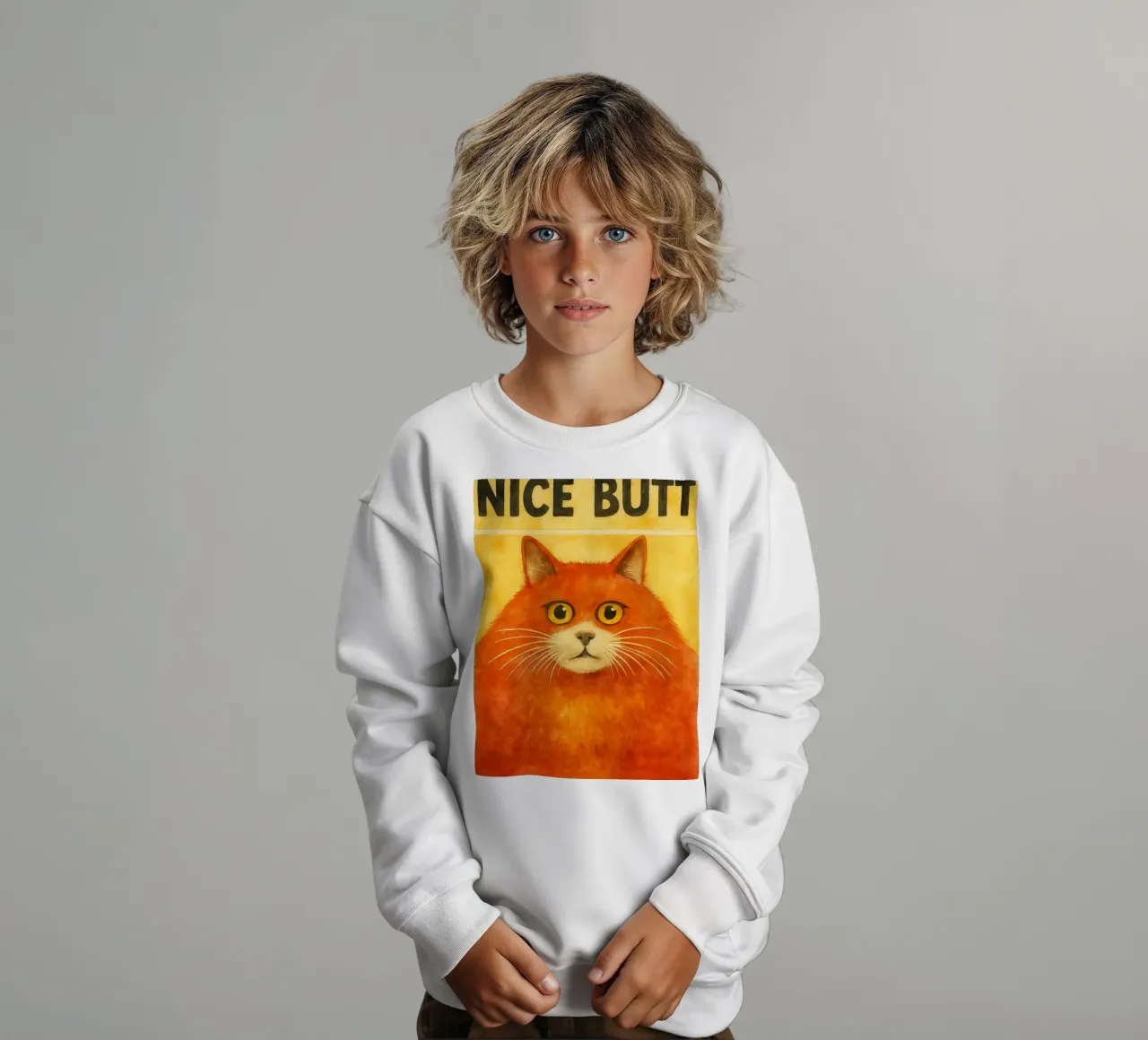Katze netter Hintern Retro-Kunstzeichnung Kinder Sweatshirt von genzaa