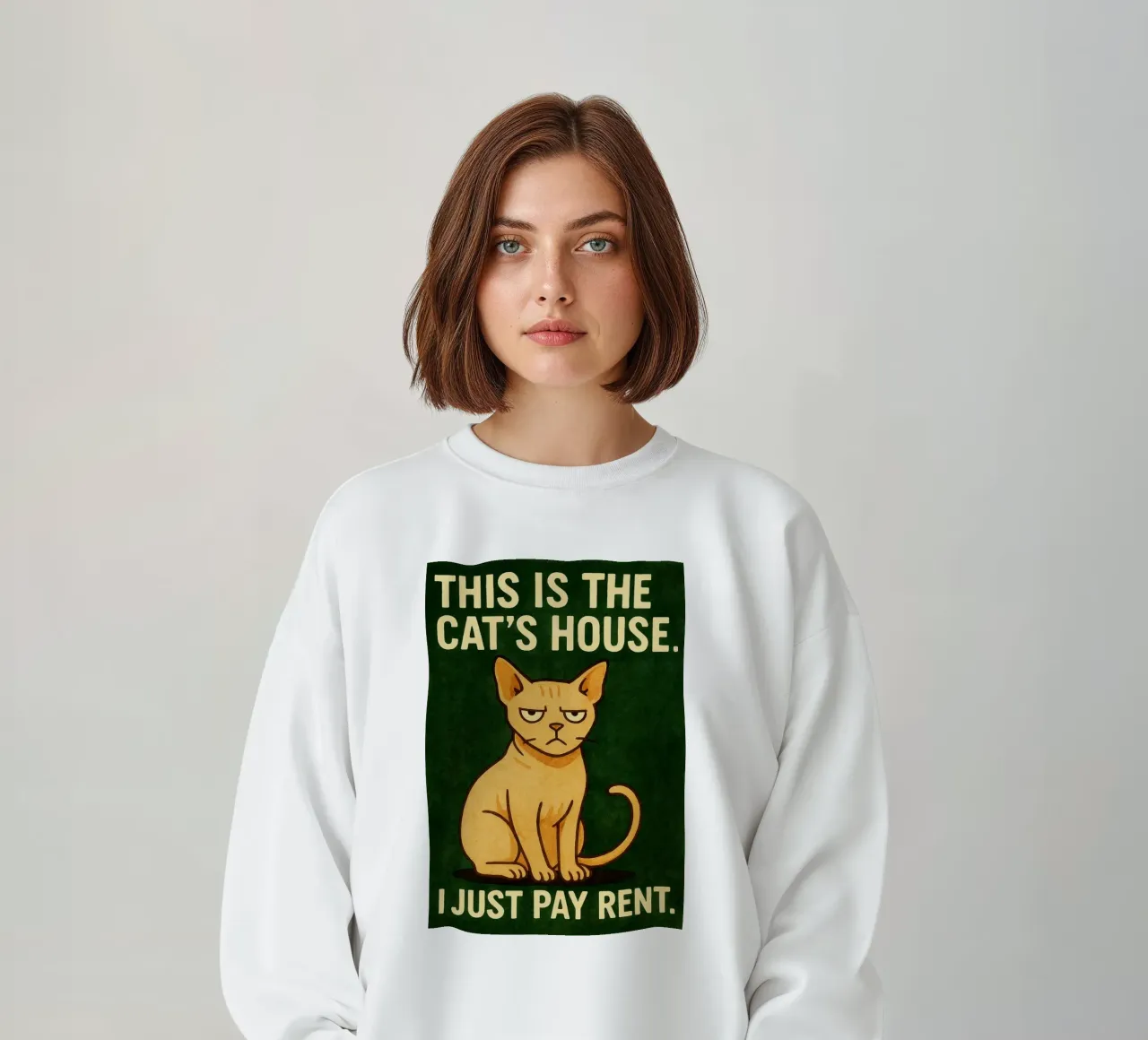 Katze zahlen eine Miete retro Kunstzeichnung Sweatshirt von genzaa