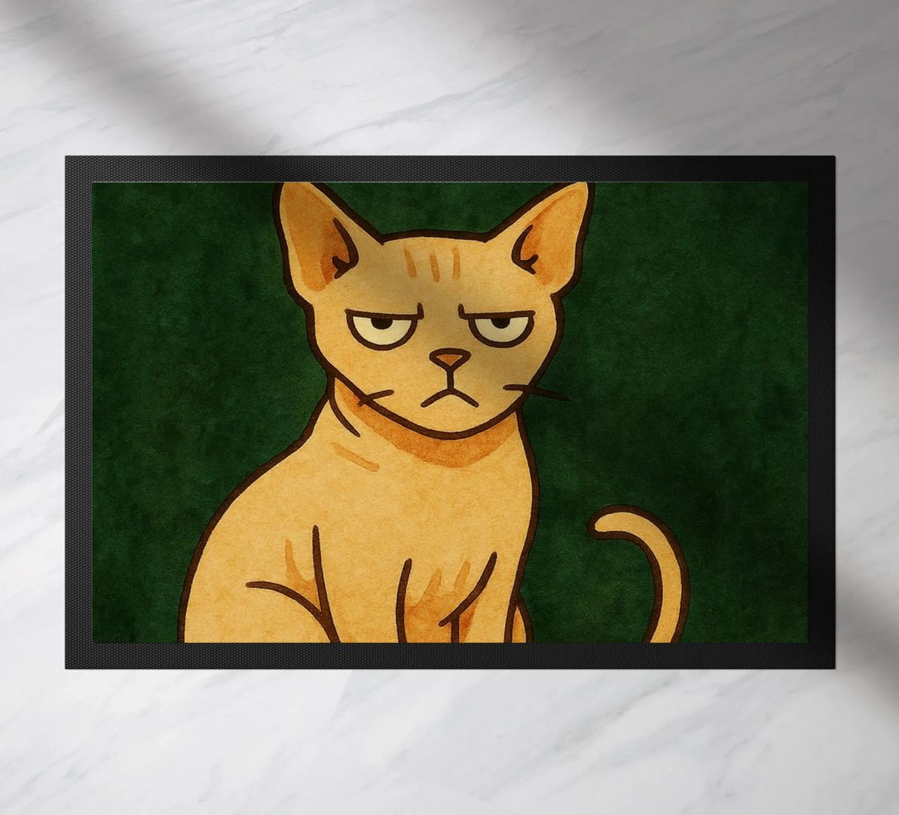 cat pay a rent retro art drawing doormat by genzaa