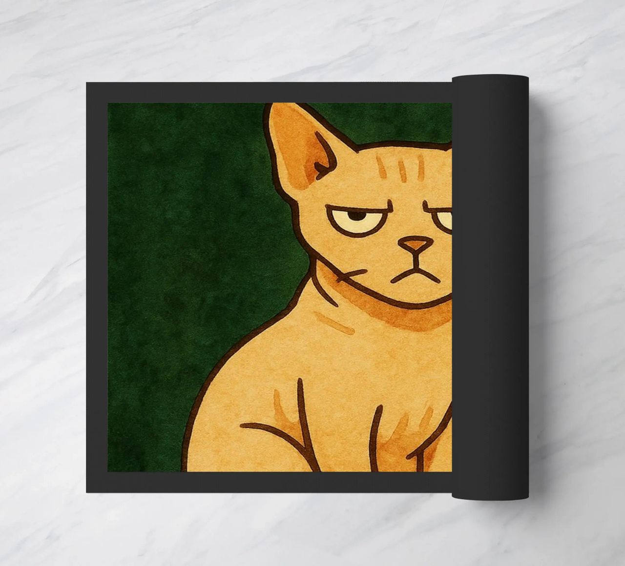 cat pay a rent retro art drawing doormat by genzaa