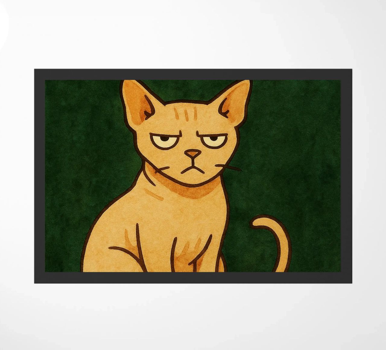 cat pay a rent retro art drawing doormat by genzaa
