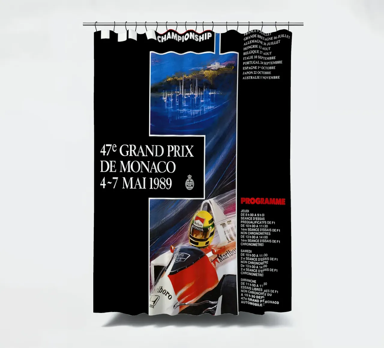 1989 Monaco GP shower curtain by leslie shop