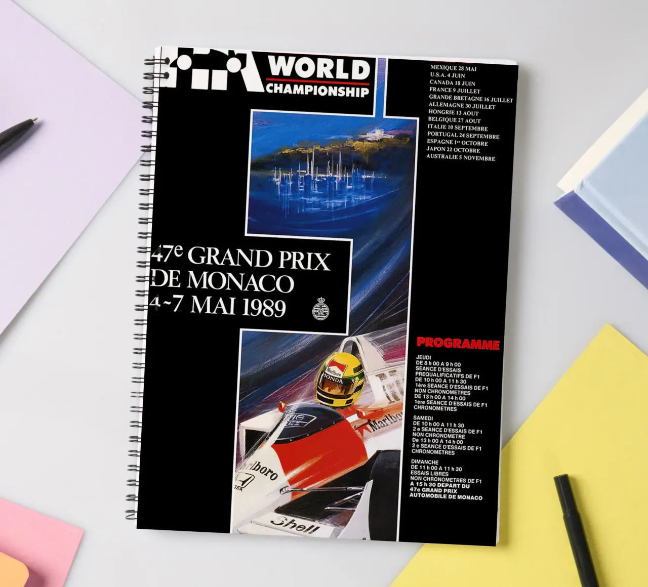 1989 Monaco GP spiral notebook by leslie shop