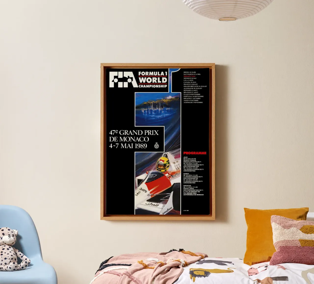 1989 Monaco GP tela con Cornice a cassetta da leslie shop