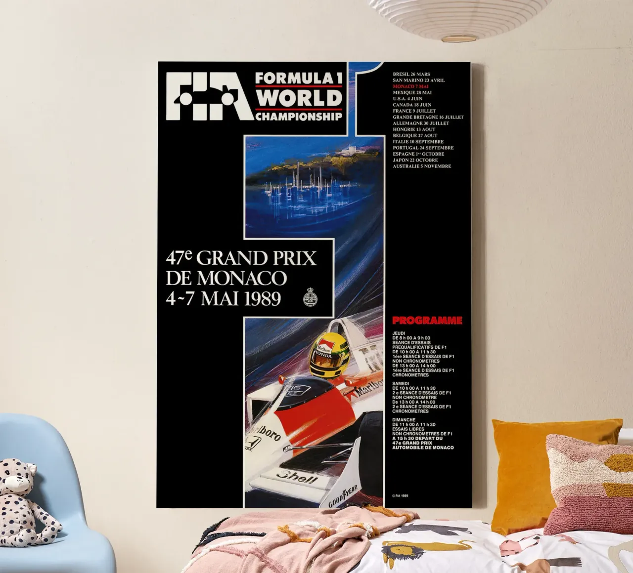 1989 Monaco GP tela con Cornice a cassetta da leslie shop