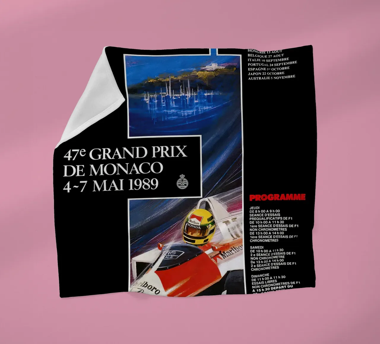 1989 Monaco GP fleece blanket by leslie shop