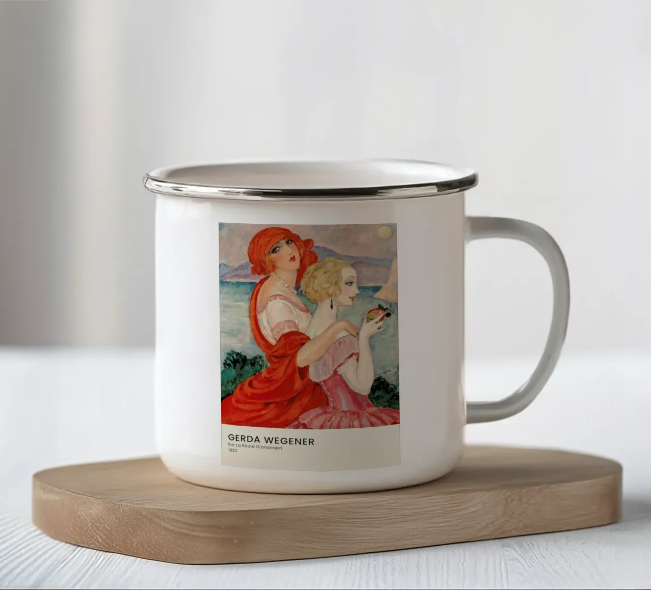 Gerda Wegener - Sur La Route D’anacapri II taza de esmalte de Vintage by JUNIQE