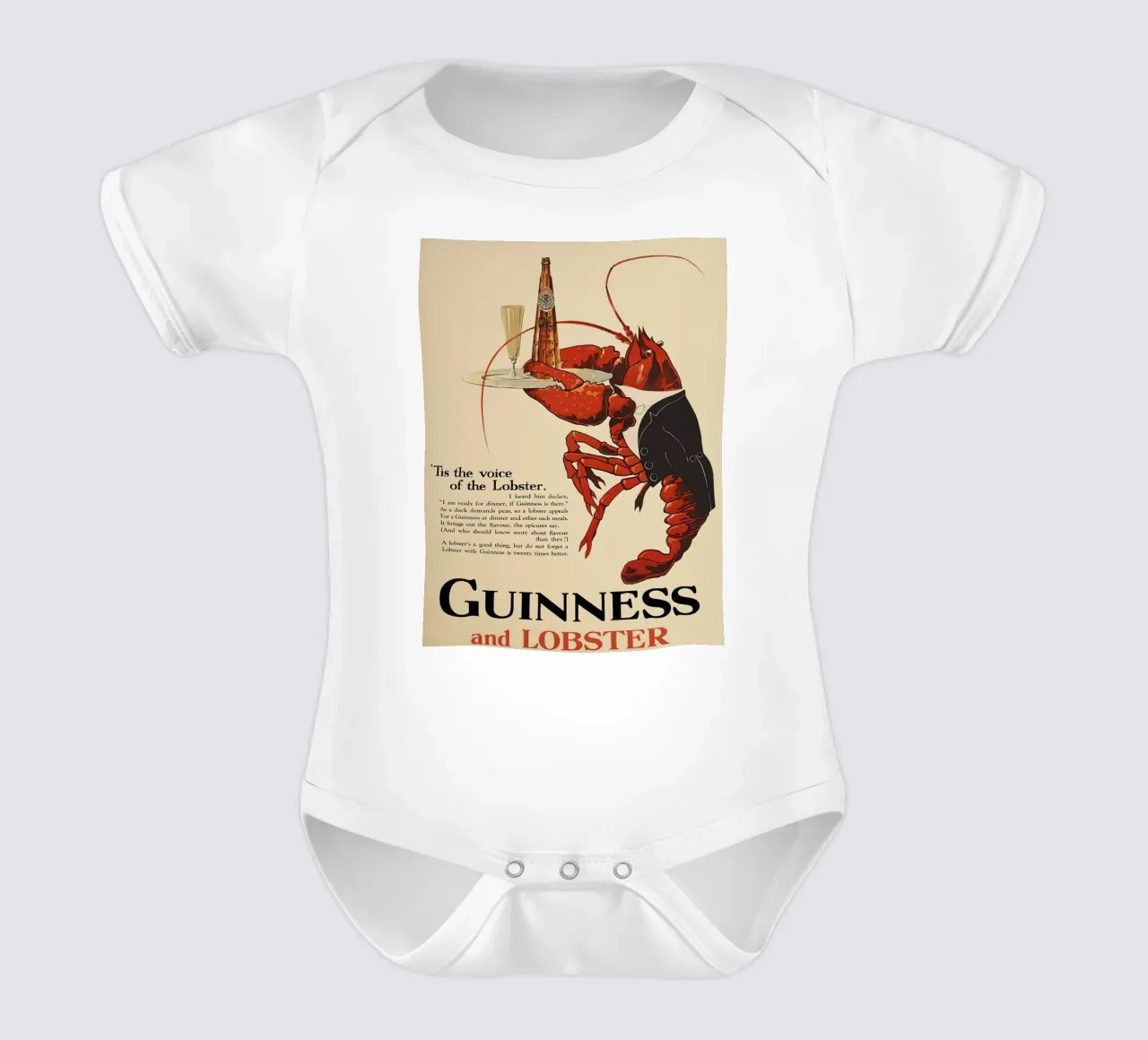 Guinness e aragosta body neonato maniche corte da leslie shop