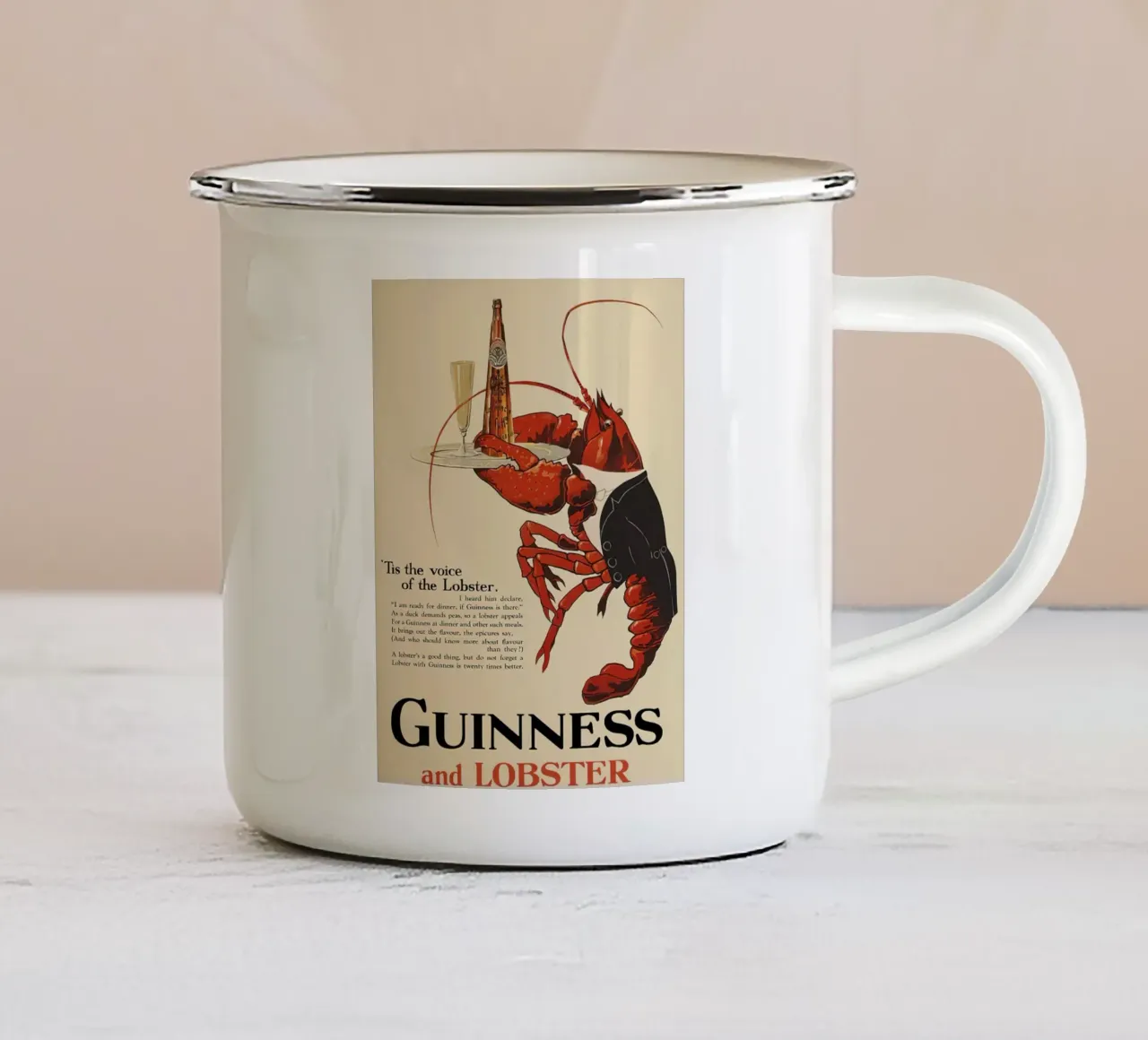 Guinness e aragosta tazza in smalto da leslie shop