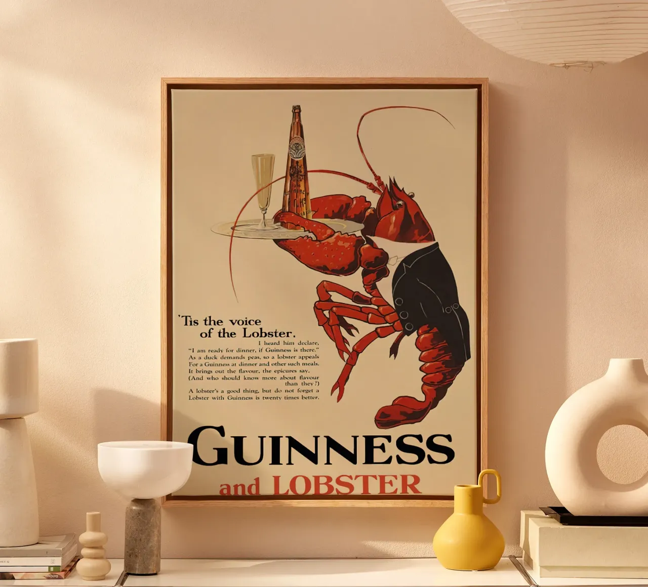 Guinness e aragosta tela con Cornice a cassetta da leslie shop