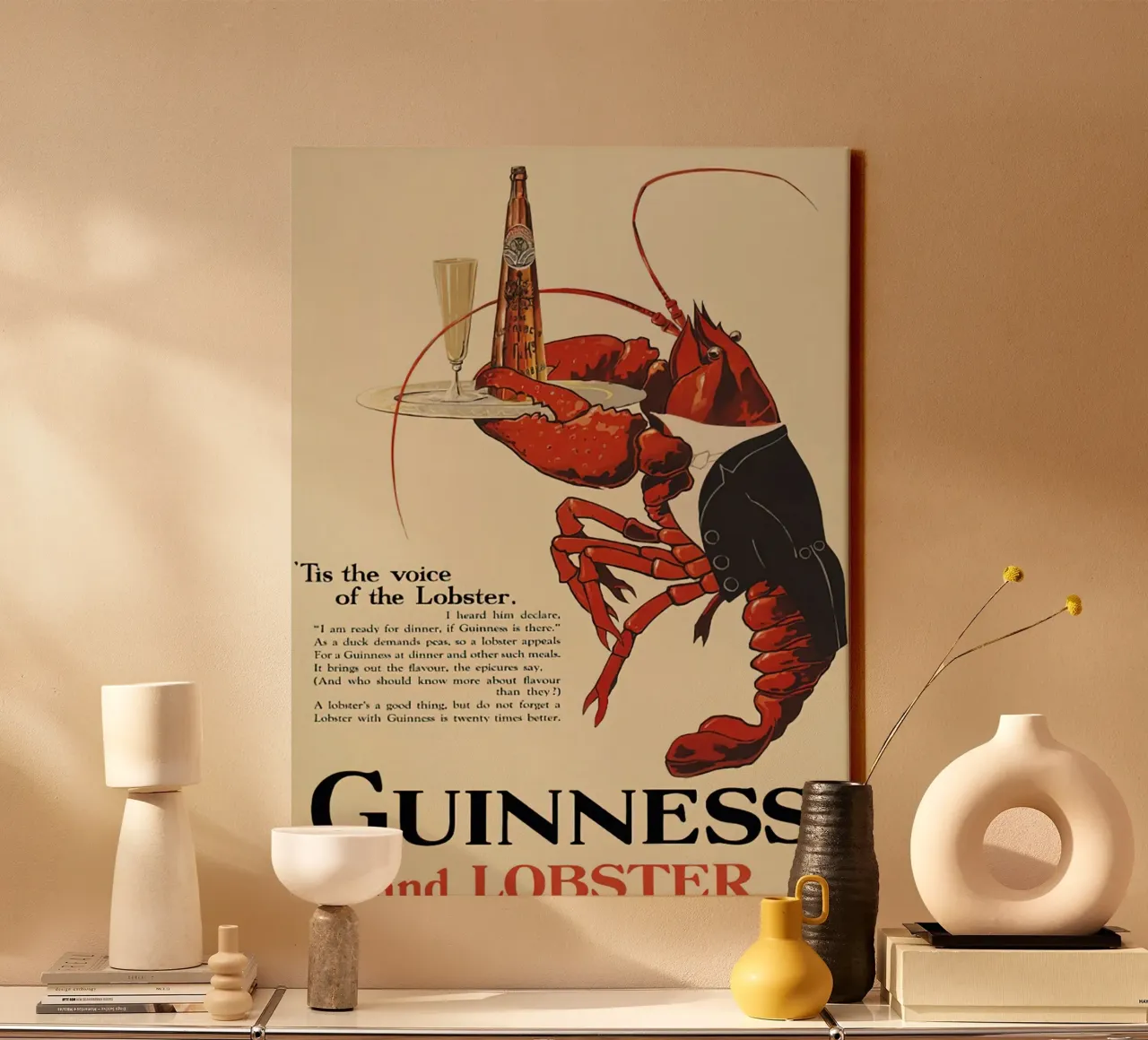 Guinness e aragosta tela con Cornice a cassetta da leslie shop