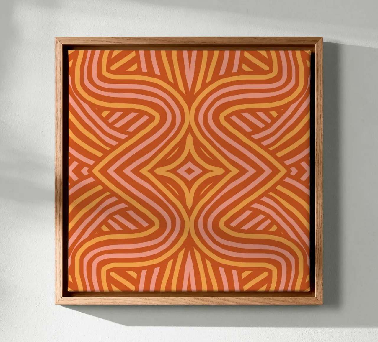 Terracotta symmetrical pattern canvas by Little Dean
