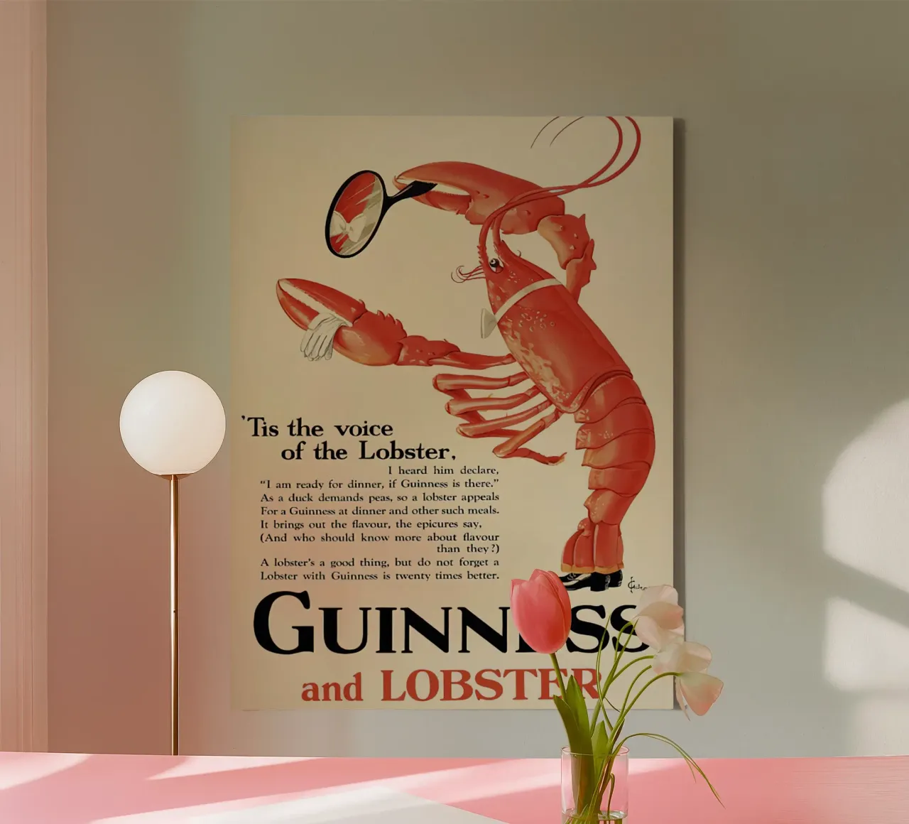 Guinness e aragosta tela con Cornice a cassetta da leslie shop