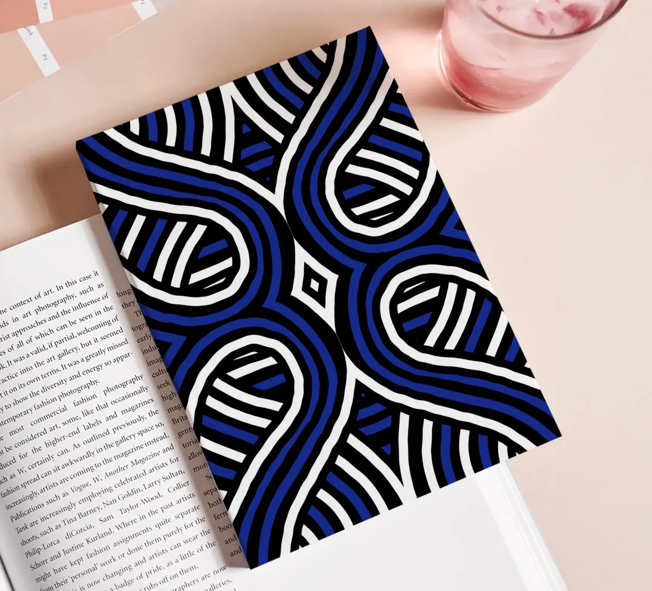 Symmetrical blue and black stripe notebook by Little Dean