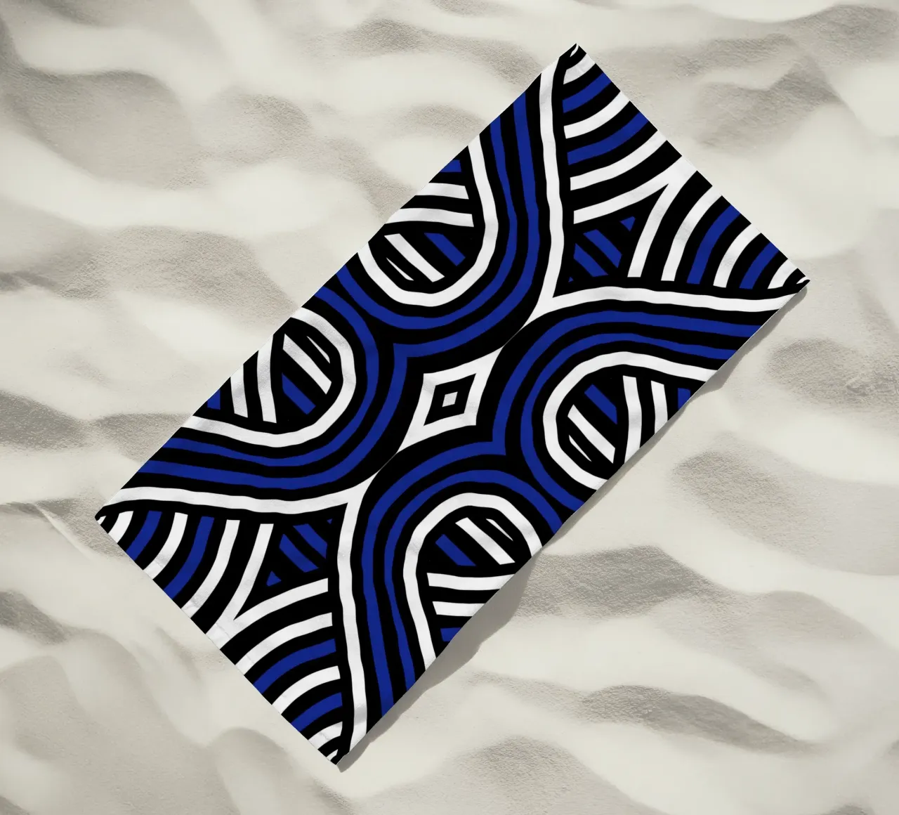 Striscia simmetrica blu e nera telo mare da Little Dean